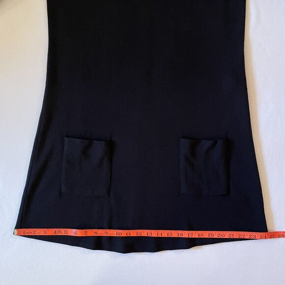 Behar New York Wool Sweater Dress Black A Line Mini Long Sleeves Size L - Picture 12 of 15